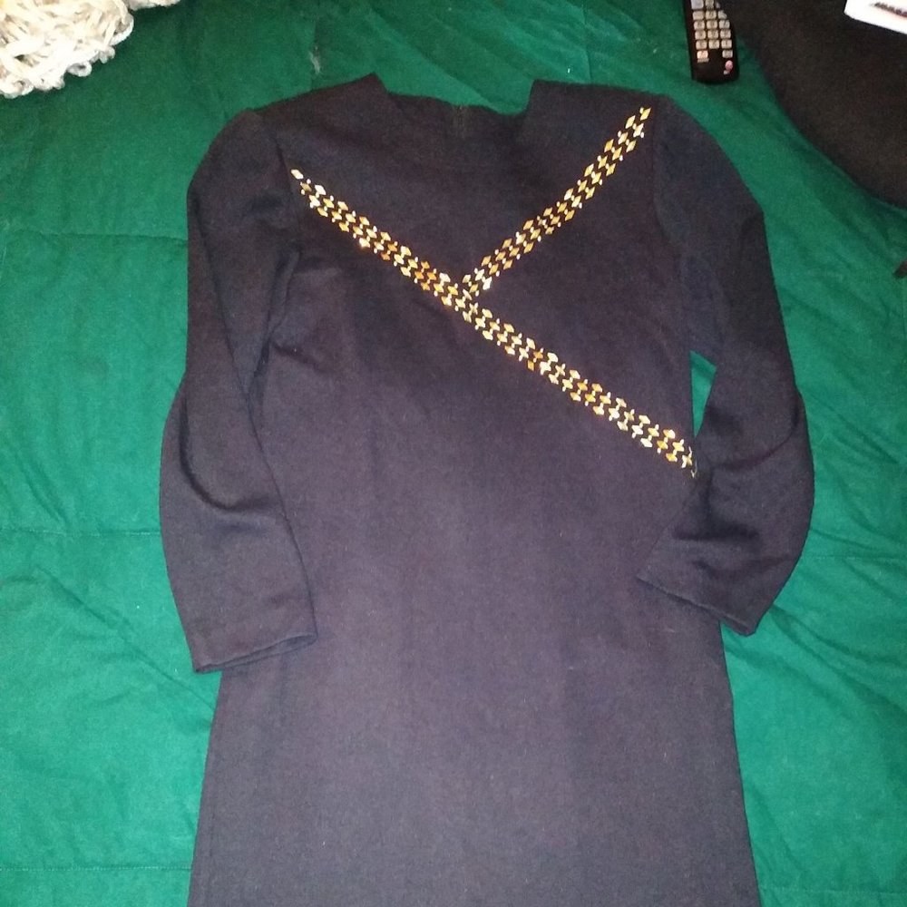 Vintage Leslie Fay Gold Studded Dress